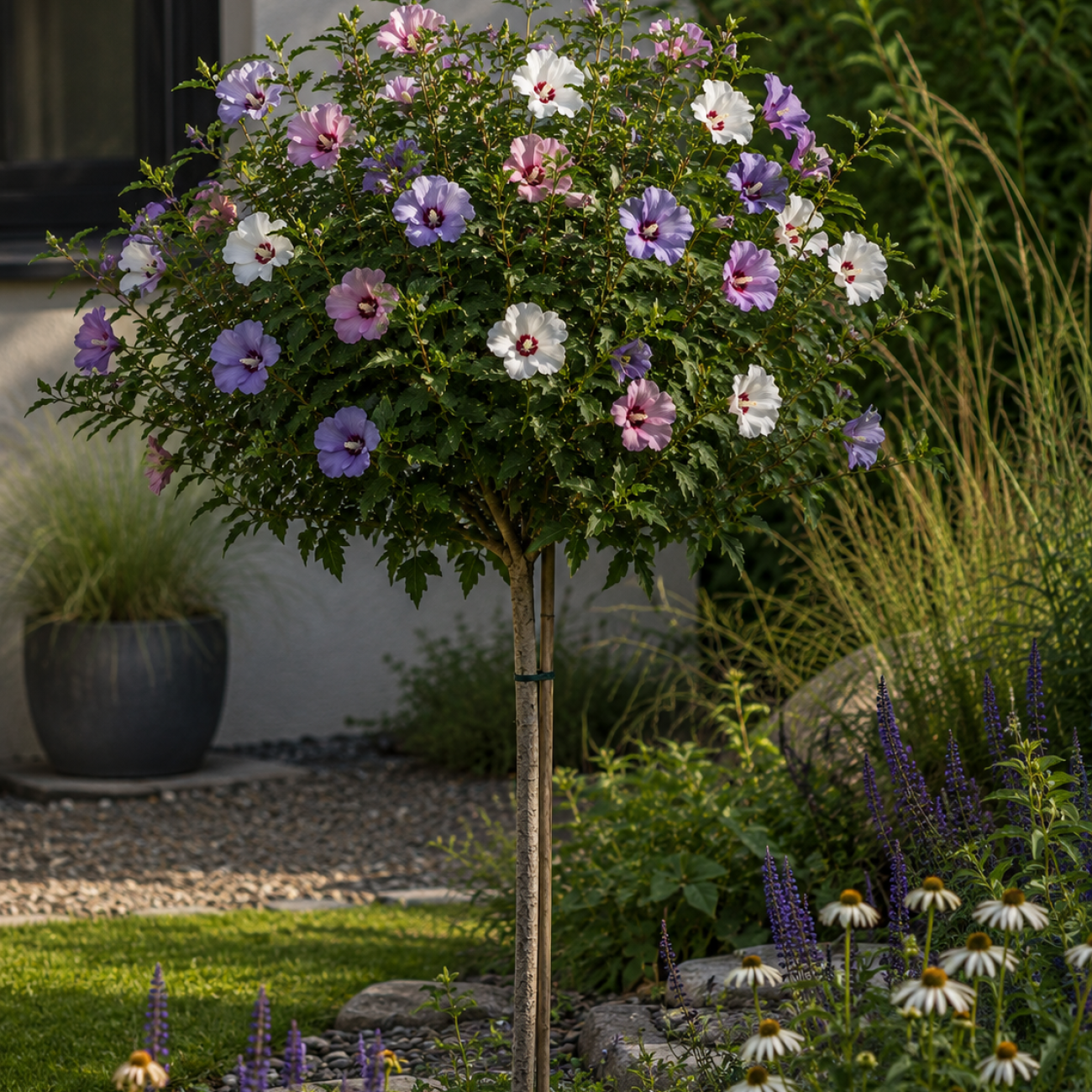 Obrázok Ibištek sýrsky (Hibiscus syriacus) ´TRICOLOR´ – výška 100-120 cm, kont. C5L - NA KMIENKU